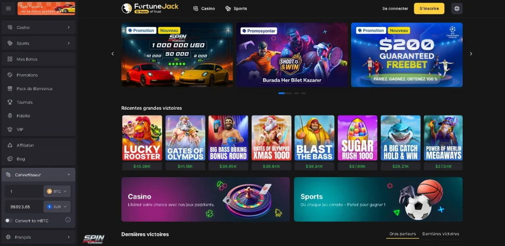 Inscription et dépôts sur Crypto casino